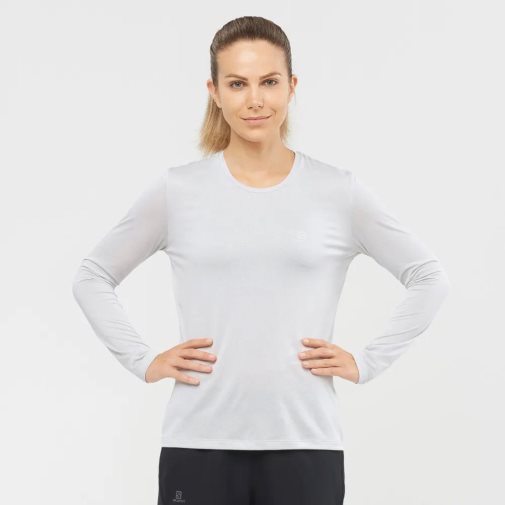 White Salomon Agile Long Sleeve Women's T-Shirts | PH 63751Z